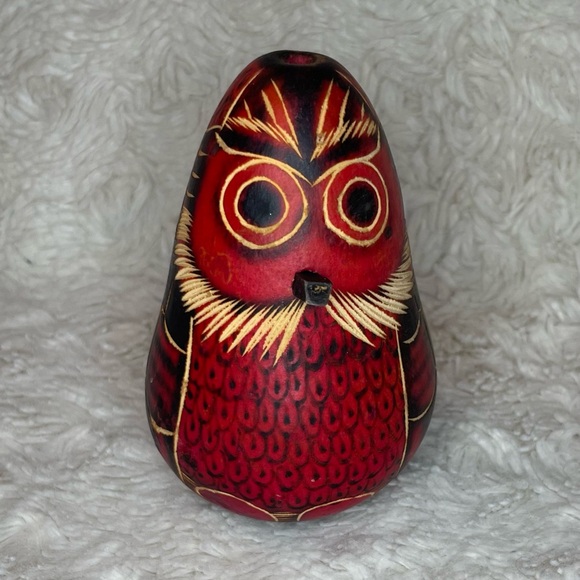 Small Peruvian Hand painted Owl Gourd - Picture 1 of 8
